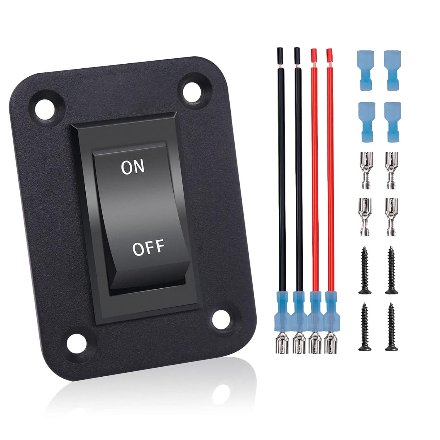 Power Stabilizer Switch RV Jacks Leveling Momentary Reverse Polarity Rocker Switch 20A 12V DC with Harness Screws for Camper 5th Wheel Trailer Awnings (RET/EXT)