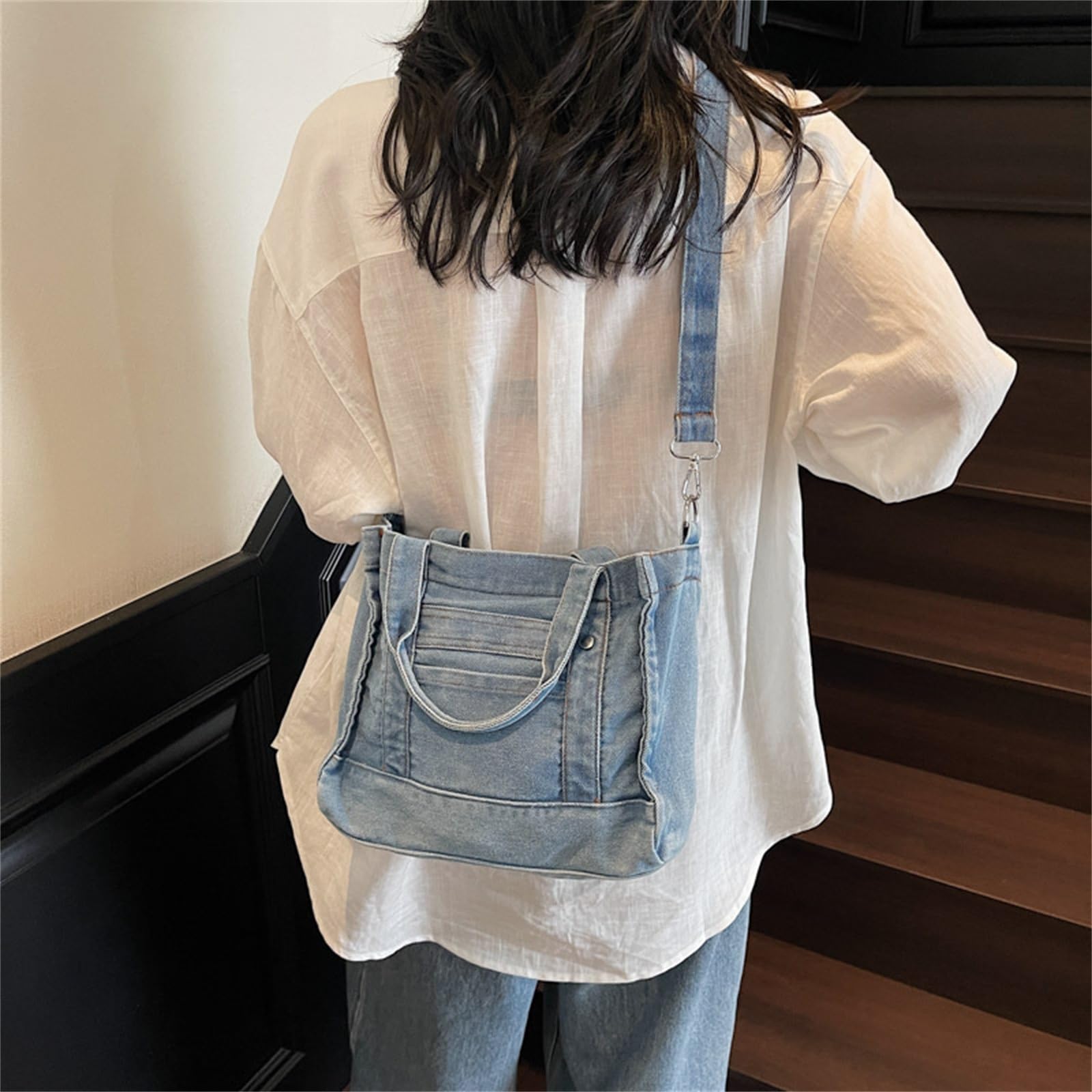 Borsa a spalla da donna in denim Borsa a tracolla in denim da donna