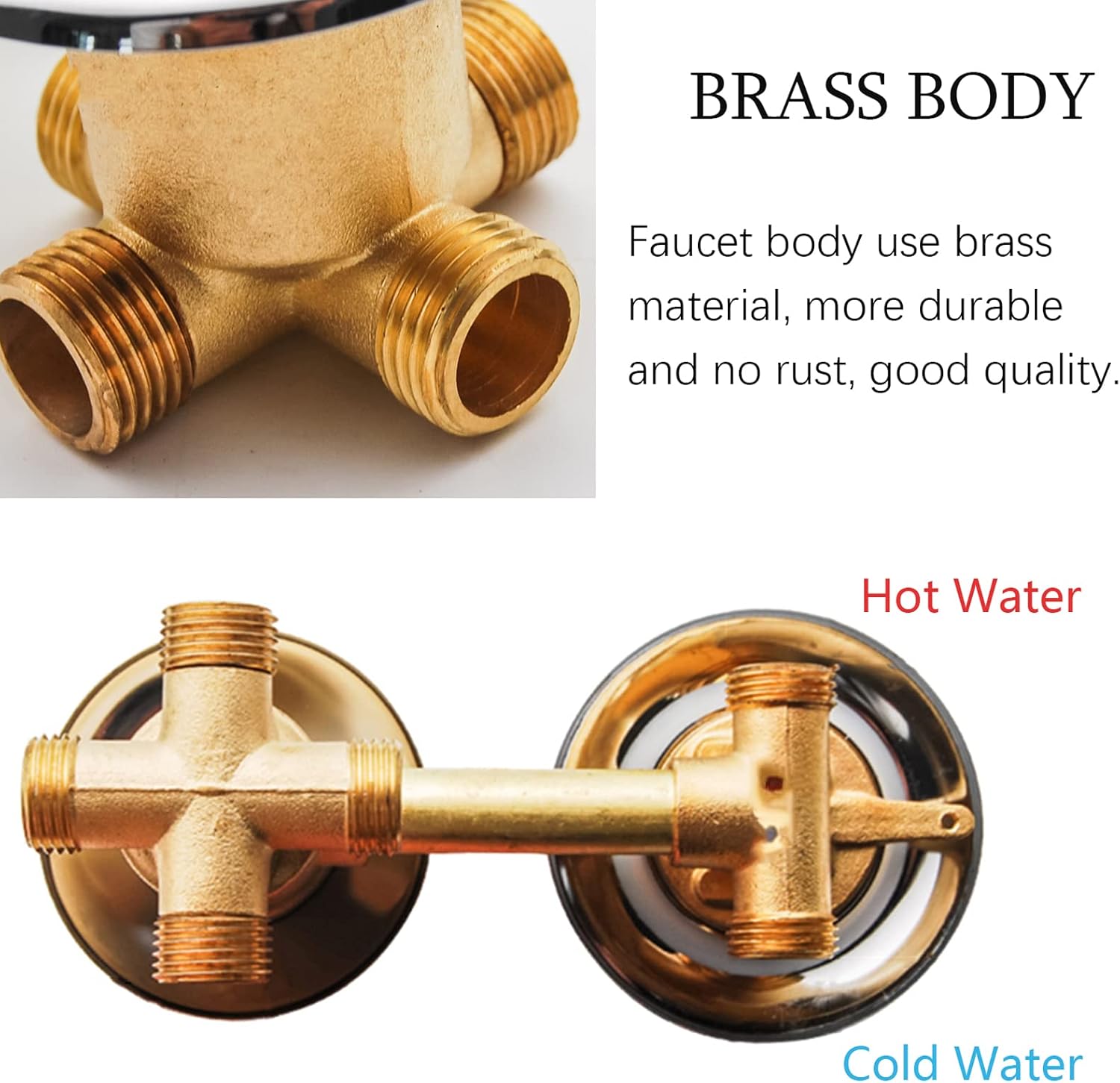 5-Way Shower Diverter Faucet with Screw Thread 10/12.5/14.5 cm Installation Hot & Cold Mixing Valve Ceramic Cartridge Bathroom Tap Water Outlet Mixer.
