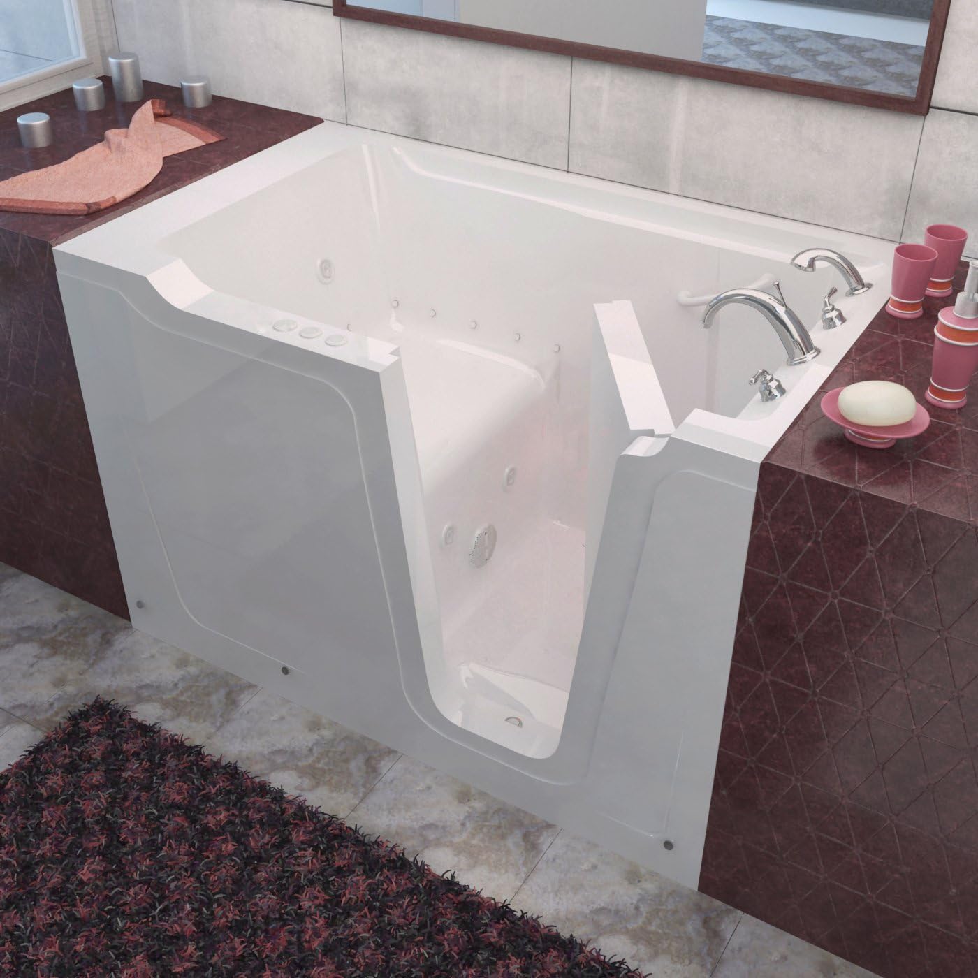 MT3660RWD Bariatric 36 by 60 by 40-Inch Dual Hydrotherapy and Air Jetted Walk In Bathtub Spa Right Side Door, White