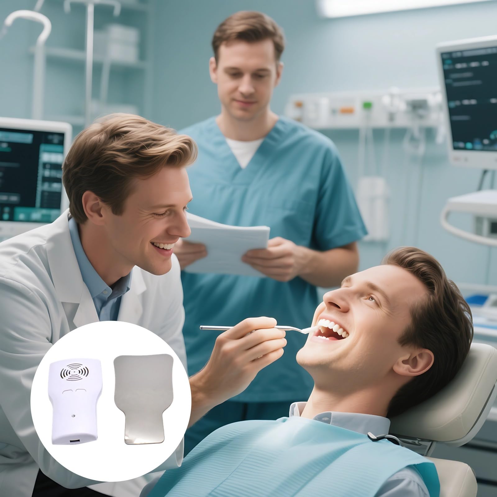 Zestaw lusterek fotograficznych, odmgławianie ze stali nierdzewnej, LED z lekkim lustrem dentystycznym, lustro 4 głowice w zestawie, ładowanie USB, podwójny przełącznik sterowania, do