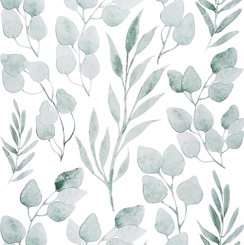 Caltero Papel tapiz de hojas verdes, papel tapiz floral para despegar y pegar, 17.7 x 236 pulgadas, autoadhesivo, extraíble, papel tapiz de contacto