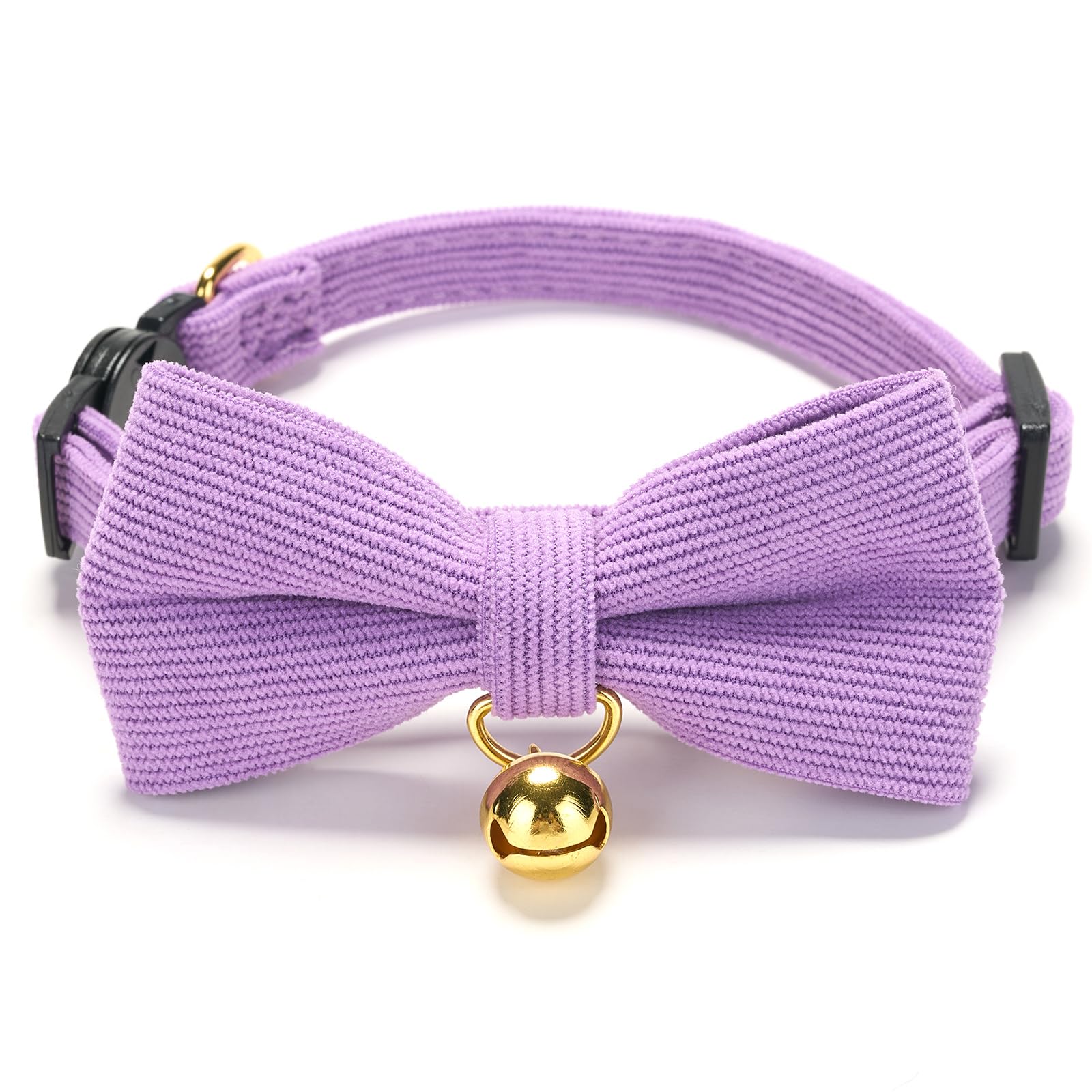 YUDOTE Ultra-soft Collar Natural Cotton Corduroy Made for Cats with Sensitive Skin,Lightweight Kitten Collars with Quick-release Buckle and Removeable Bow-tie,Light Pink Pack of 1 — view 29