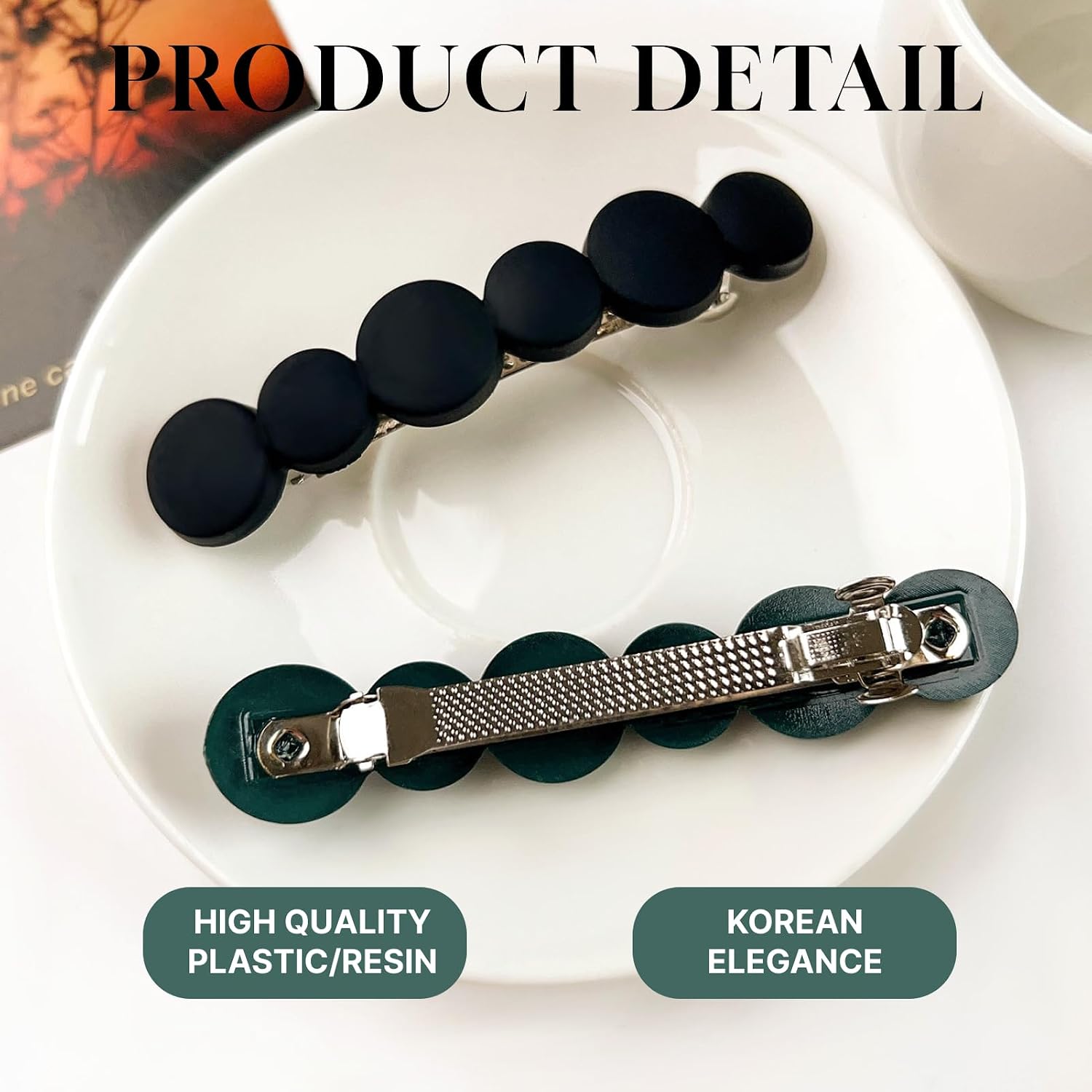 4 Pack French Barrette Hair Clips, Hair Barrettes for Women No Slip & Sturdy Design, Medium to Small Size for Half-Up Hairstyles, Suitable for Thin, Short & Fine Hair