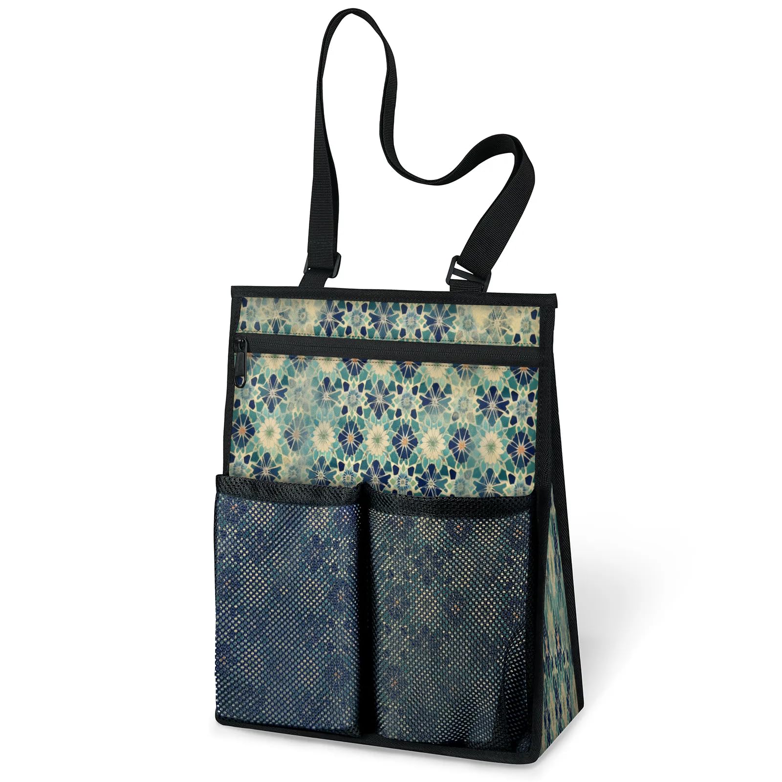 Ourtheme Islamic Flowers Portable Shower Bag for Travel Gym Camp Beach Tote Shower Caddy Bags Hanging Toiletry Organizer