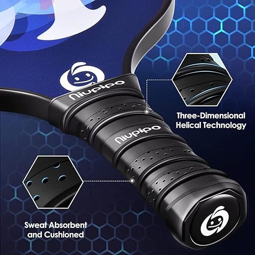 Miniatura 5 de niupipo Pickleball Paddles Set of 2 or 4, USAPA Approved Fiberglass Pickleball Paddle Set with Balls and Bag, Polypropylene Honeycomb Core