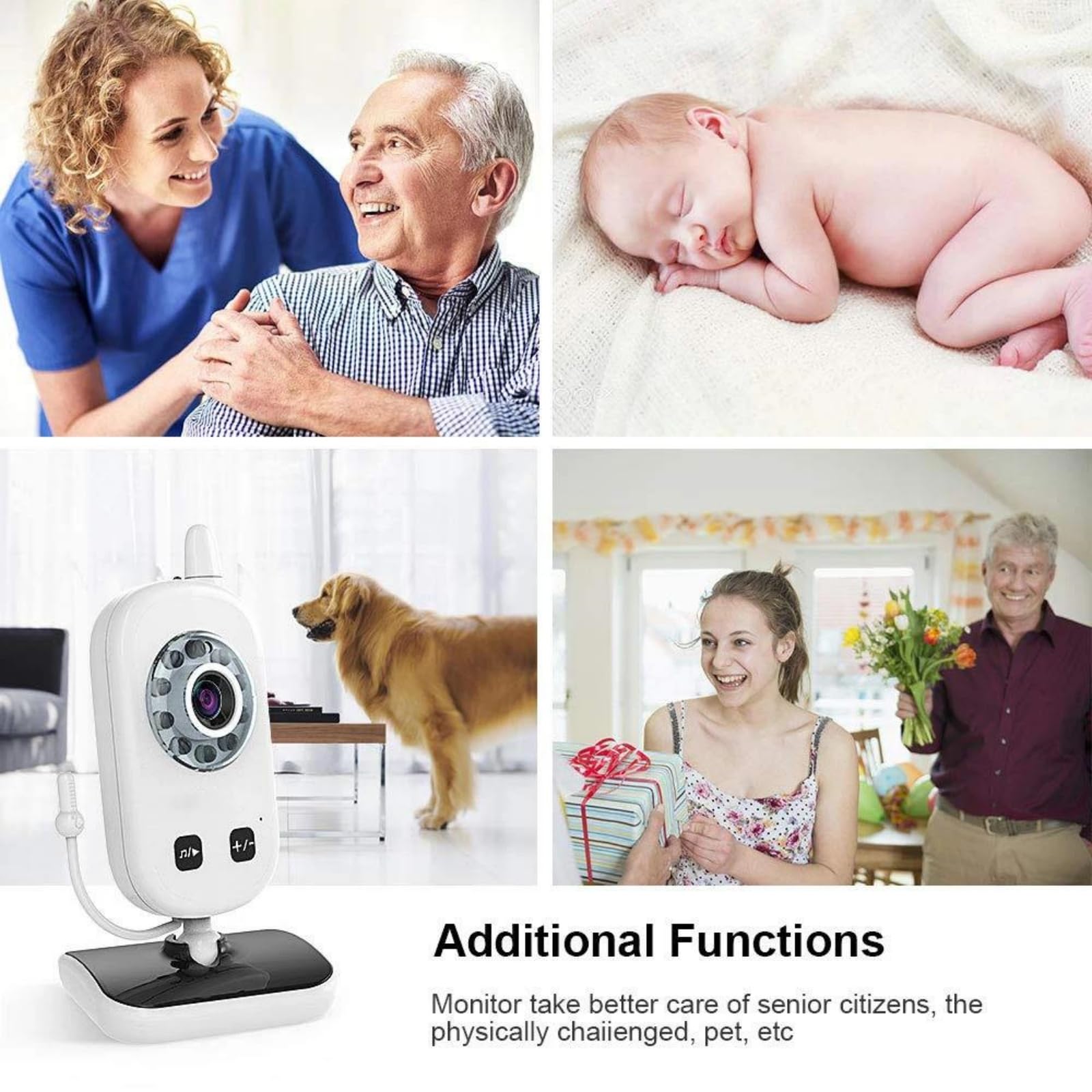 Baby Monitor con Schermo da 2,4 Pollici, Wireless 2,4G Senza WiFi, Audio bidirezionale, Visione Notturna a infrarossi, Telecamera Portatile Ricaricabile per la Cura del Neonato