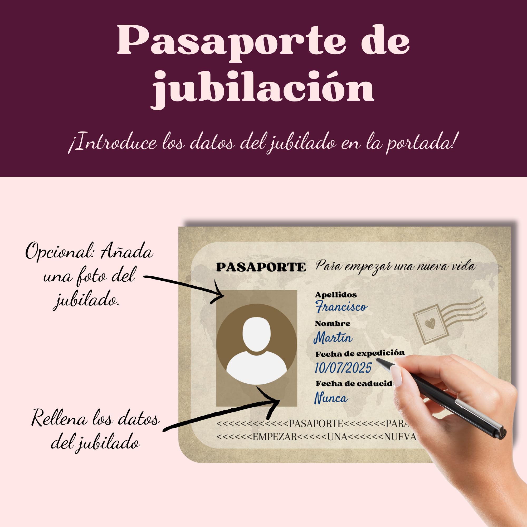 EQUIK PRODUCTS Regalo Original para Jubilación | Tarjeta Divertida y de Felicitación | Libro de Firmas con Dedicatorias | Pasaporte para una Vida Nueva (Jubilación)