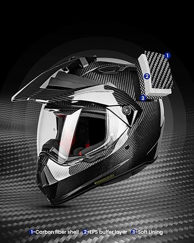 Miniatura 3 de ILM Casco de fibra de carbono Snell M2020D de cara completa para motocicleta, aventura, auto, carreras para hombres y mujeres, doble deportivo, todo