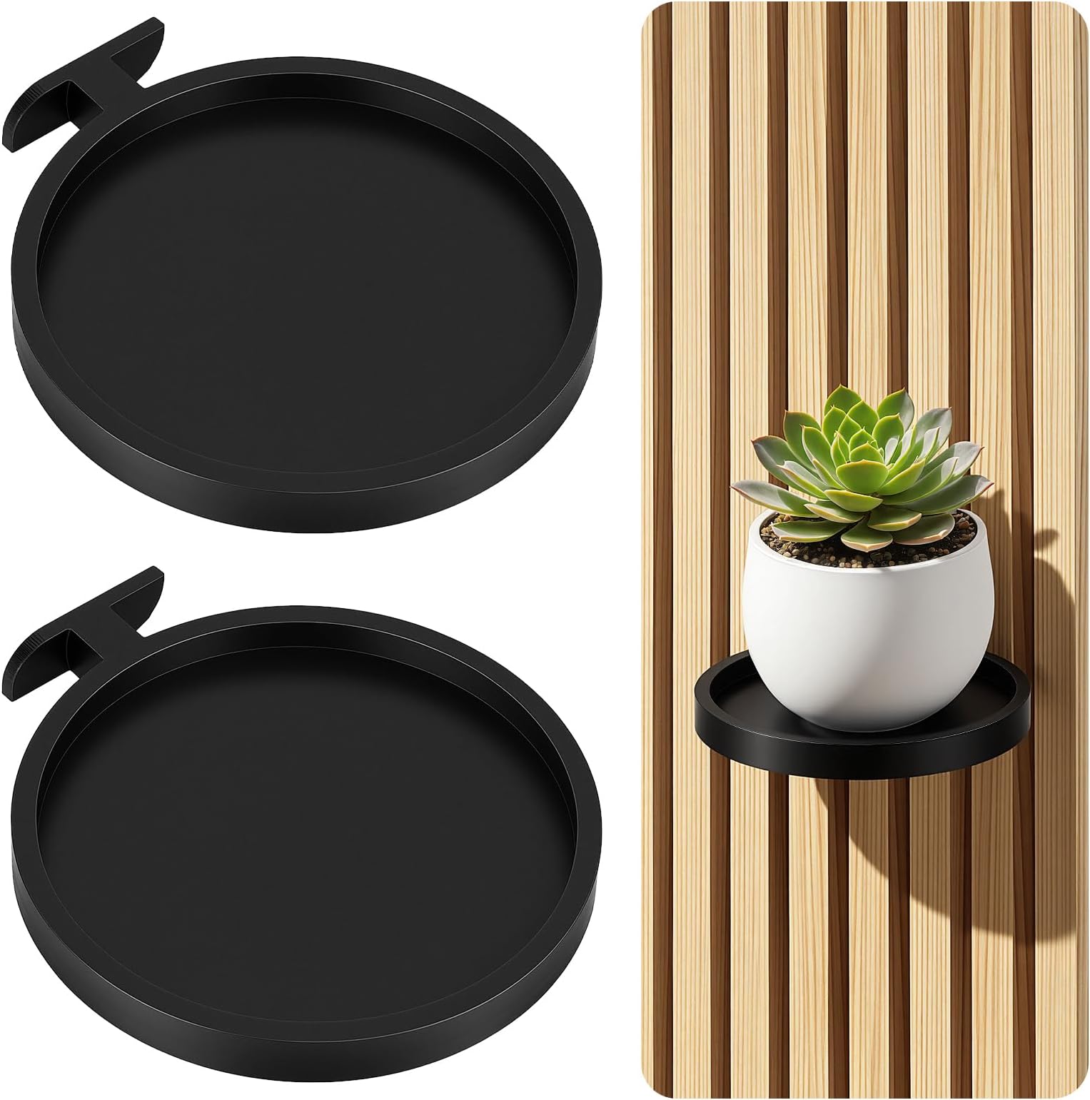 Plant Holder for Acoustic Panels - 2 Pack No Drilling Floating Plant Pot Trays Wall Storage Acoustic Panel Accessories for Bedroom, Living Room, Kitchen, Office