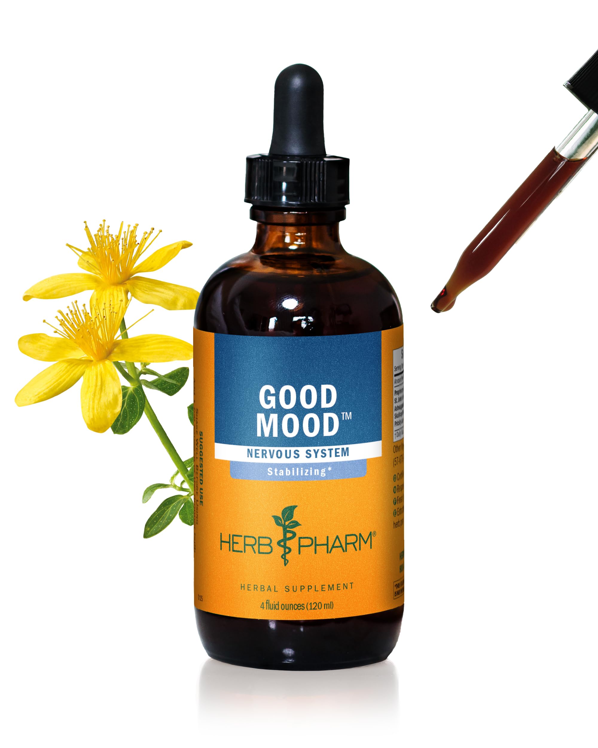 Herb PharmGood Mood Liquid Herbal Formula with St. John's Wort for Healthy Emotional Balance - 4 Ounce