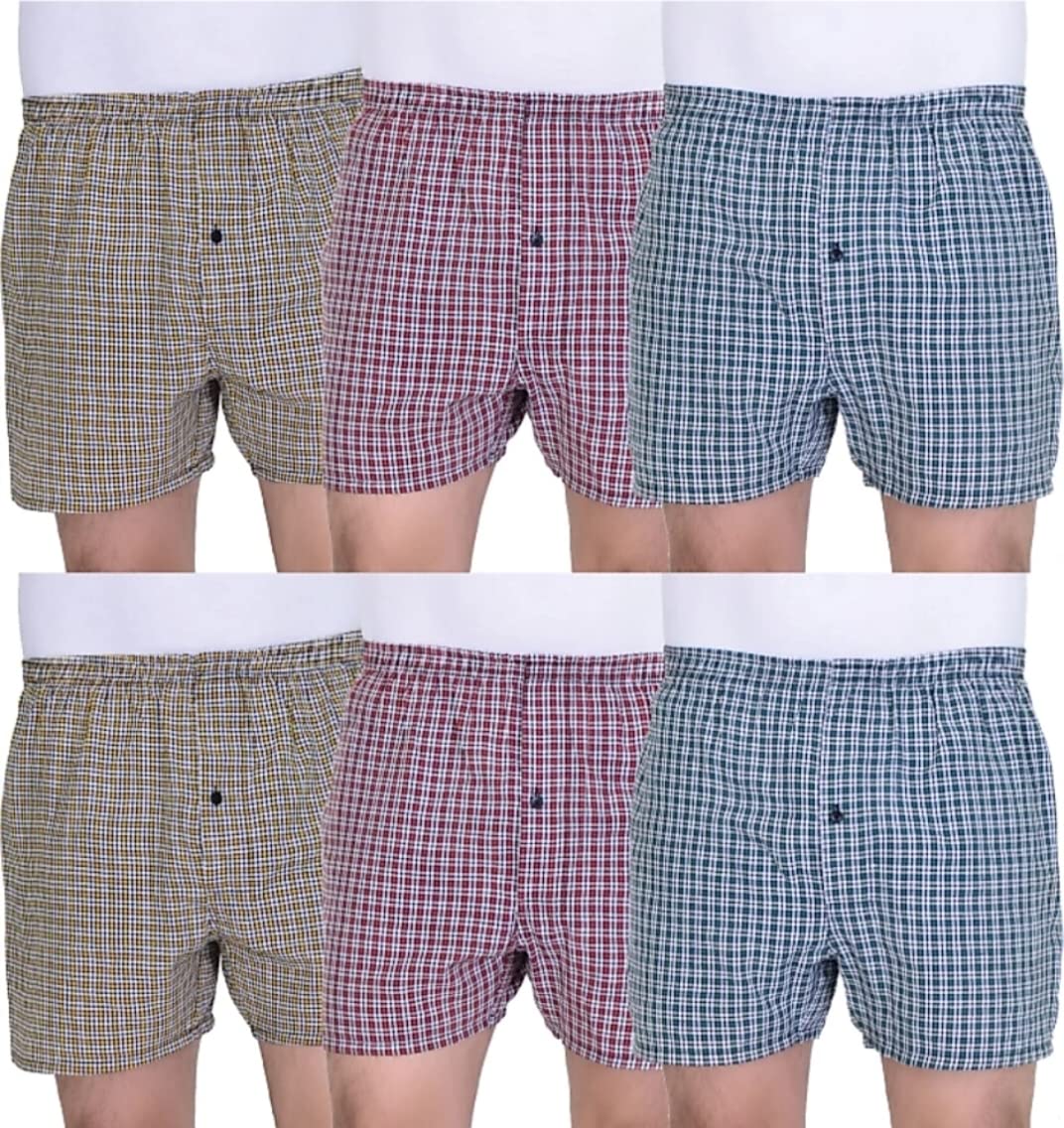 RIKSAWMen's Multicolor Cotton Blend Boxer Shorts Pack of 6 (M, Multicolor)