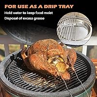 Vista 4 de Bandeja de goteo profunda de 12 pulgadas, bandeja para pizza de acero inoxidable para Kamado Joe, bandeja para asar de gran tamaño para huevos