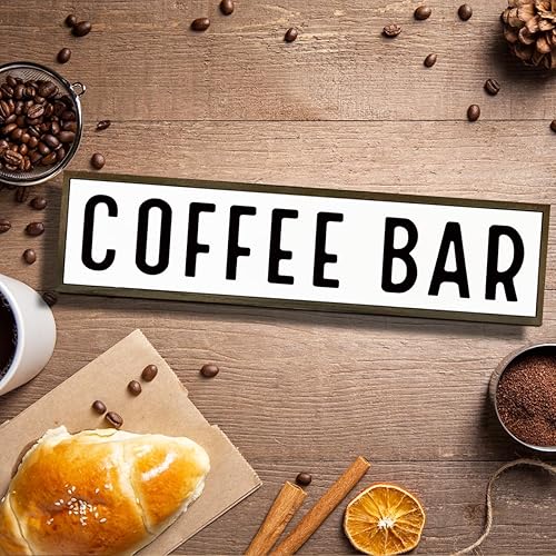 Miniatura 4 de Letreros de barra de café para cocina, decoración de granja para estante, letrero de madera rústica para colgar en la pared, decoración de cafés