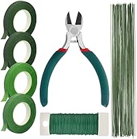 Paxcoo Floral Tape and Floral Wire Arrangement Tools Kit with Wire Cutter 26 Gauge Stem Wire and 22 