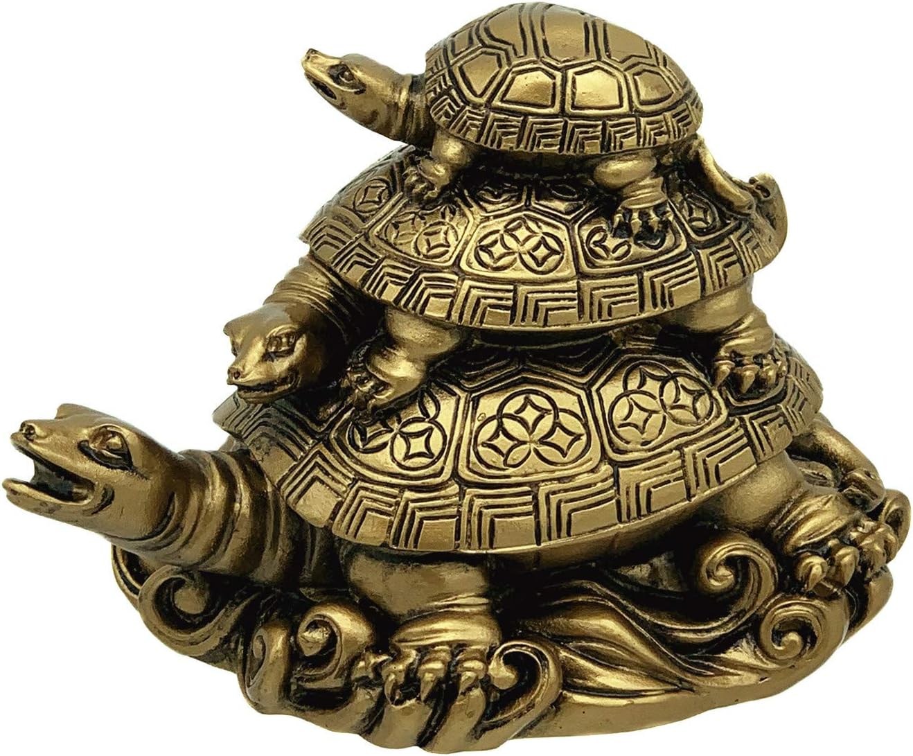 Feng Shui Three TiersTortoise (Three Generations Turtle) Statue Home Decor for Healthy Longevity