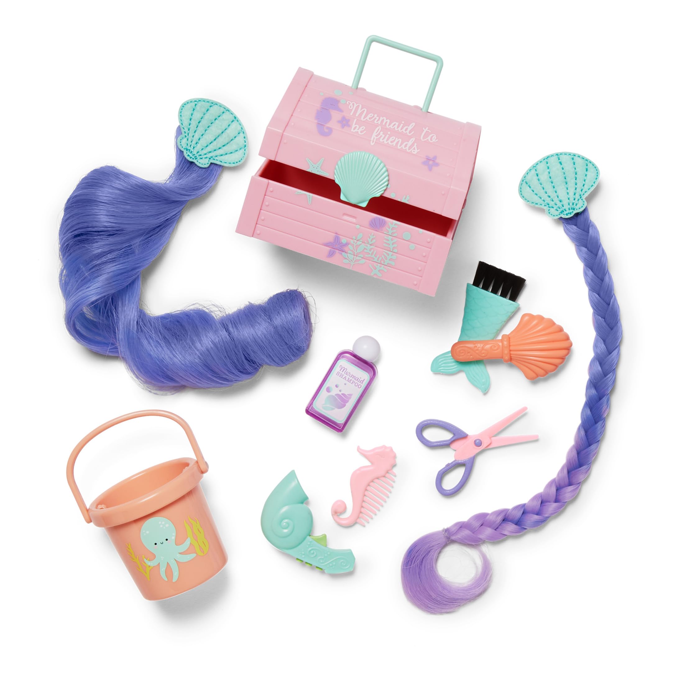 American Girl WellieWishers 36.8 cm lalka muszla zestaw do zabawy z przedłużkami włosów, które zmieniają kolor, dla dzieci w wieku od 4 lat