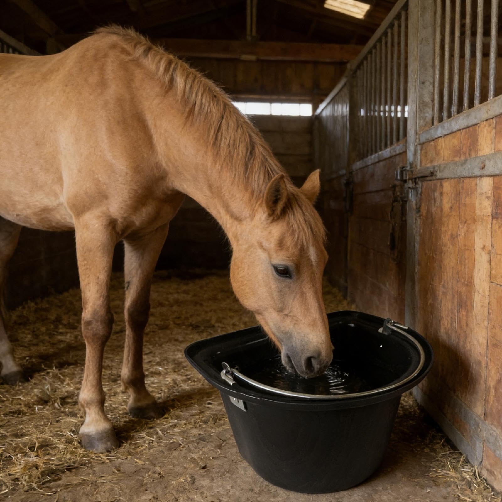 Cubo para de Caballos, Contenedor de Alimentación para Ganado, Resistente, Fácil de Limpiar, con Forma de D, Exterior, Resistente.