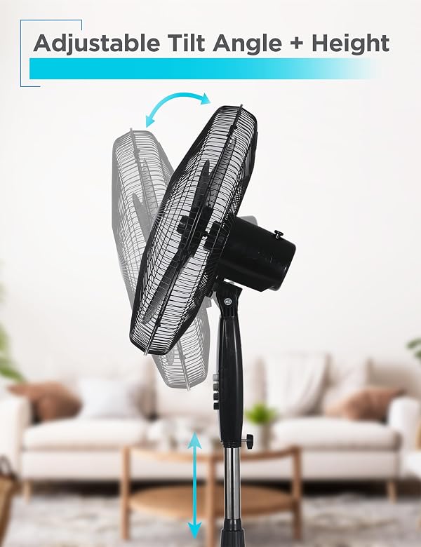 BLACK+DECKER 18-Inch Pedestal Fan, BFP18SXB, Oscillating Fan for Home and Office, Standing Fan with 3 Speed Settings, Height Adjustable with Adjustable Head Tilt, Black by BLACK+DECKER - Image 5