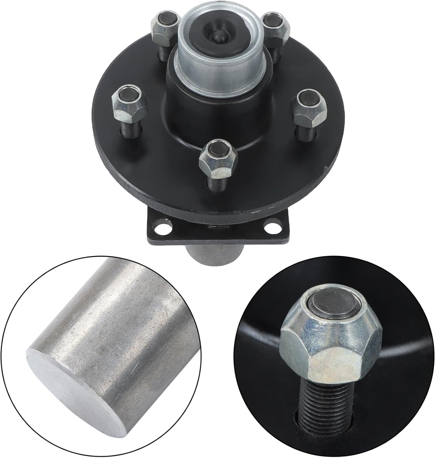 labwork Pre-Assembled Pre-Lubricated 5 on 4.5 Inch Trailer Hub Assembly and #84 Spindle with Flange Set of 2