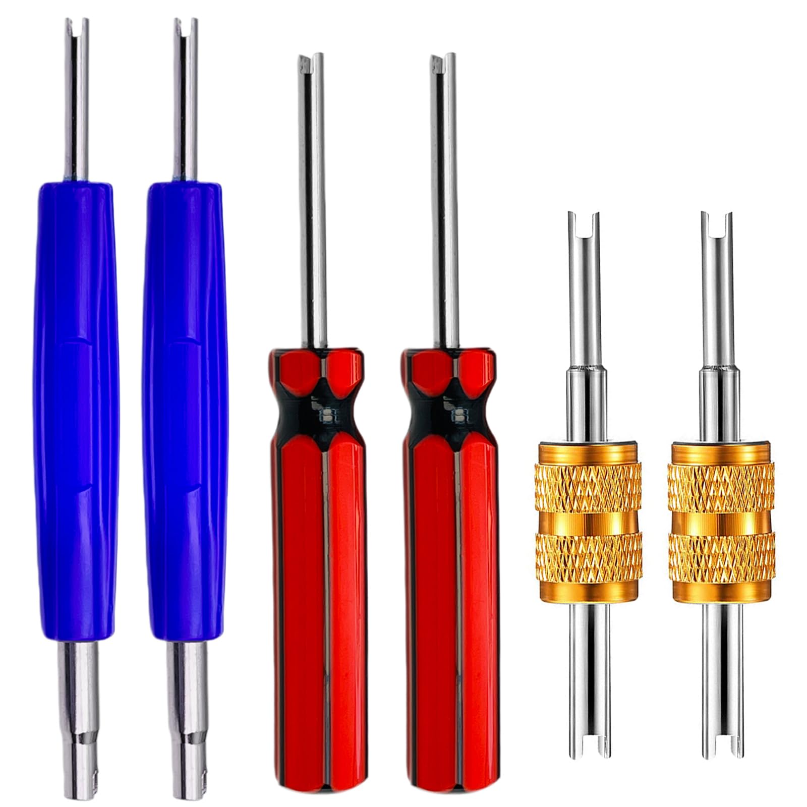 AUKISS Tire Valve Stem Removal Tool Kit, R134 R12 A/C HVAC Air Conditioner Schrader Valve Stem Core Remover Tool (6PCS VAVLE Tools)
