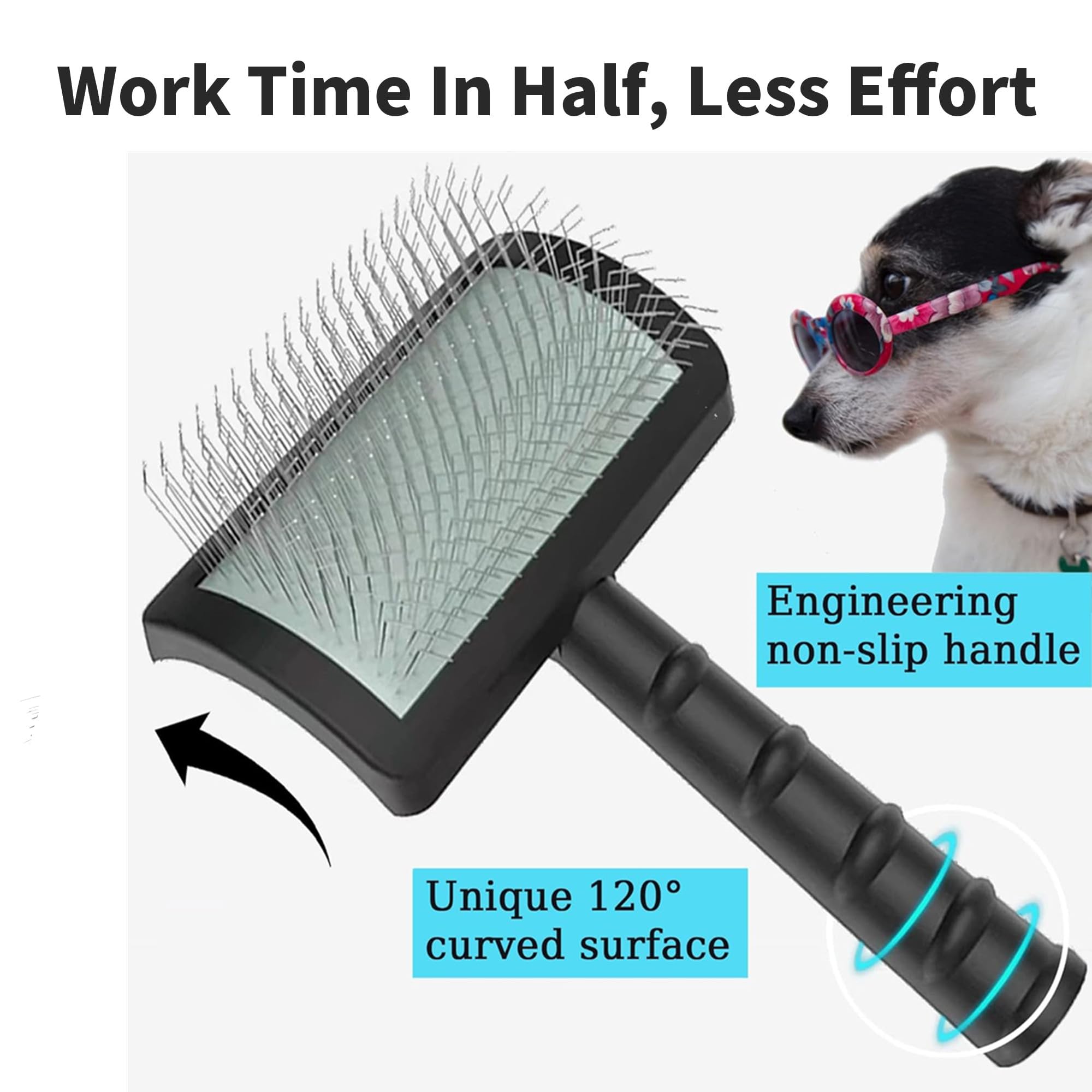 2PCS Slicker Brush for Dogs & Pet Comb, Professional Dog Grooming Brush with Extra Long Pins to Effectively Remove Tangles - Image 4