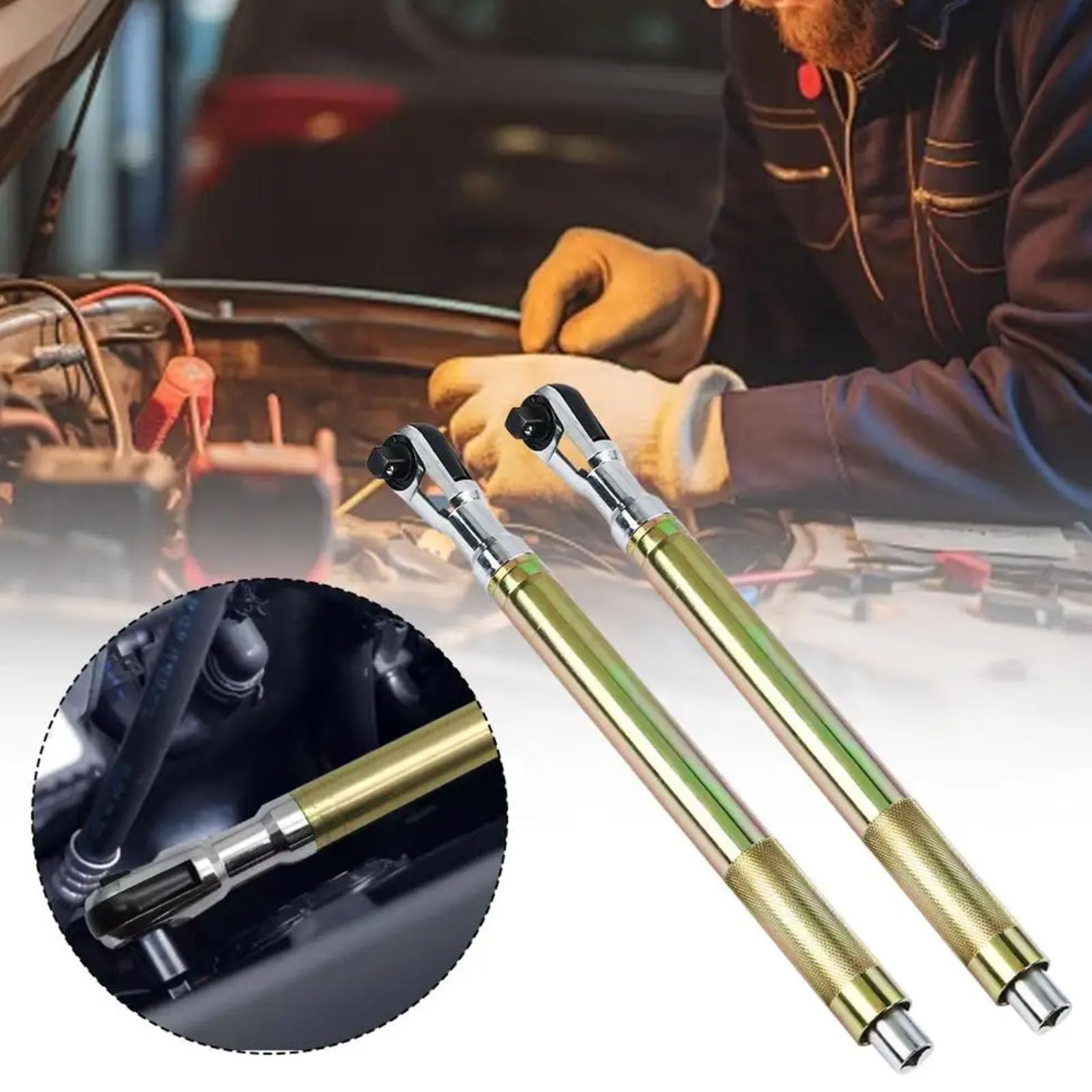 Ensemble d'outils à main ergonomiques à cliquet rotatifs pour l'entretien du véhicule avec tige étendue et poignée automobile confortable