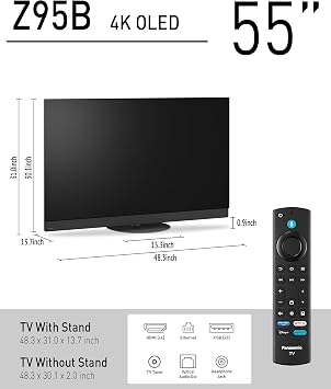 Panasonic Z95 Series (2025 Model) 55-inch OLED 4K Ultra HD Smart Fire TV, HDR10+ Adaptive, Dolby Vision IQ, 360 Soundscape Pro, 144Hz Refresh Rate and Hands-Free Alexa - 55Z95BP