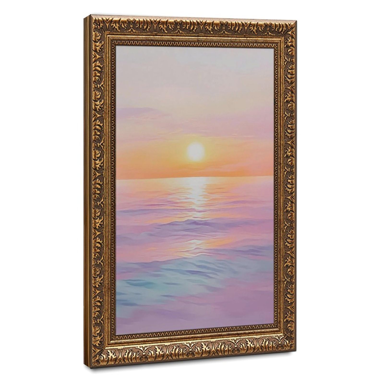 Bareronor Pastel Ocean Sunset Poster Canvas Poster Bedroom Decor Landscape Office Room Decor Gift 24" L X 36" W