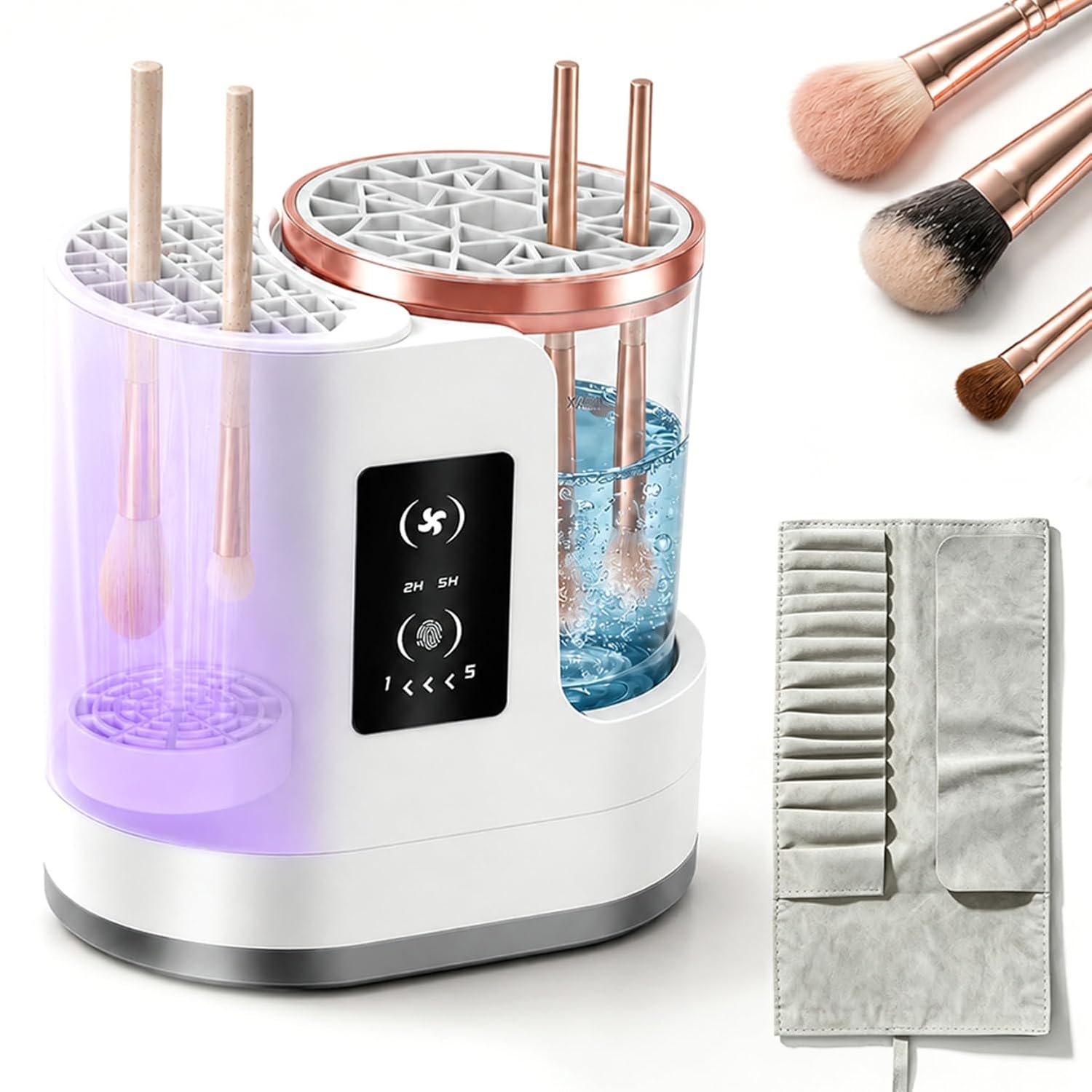 3 IN 1 Electric Makeup Brush Cleaner Dryer, Portable USB Automatic Cosmetic Brush Cleaner, Deep Clean Fast Dry for All Size Makeup Brush Set, Eyeshadow, Blush Brushes, Beauty Sponges, Ideal Gift