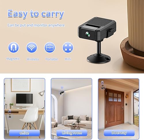 Miniatura 9 de Mini cámara 4K HD WiFi Cámara para el hogar Tinny Cam con visión nocturna automática y detección de movimiento AI, cámaras de seguridad inalámbricas