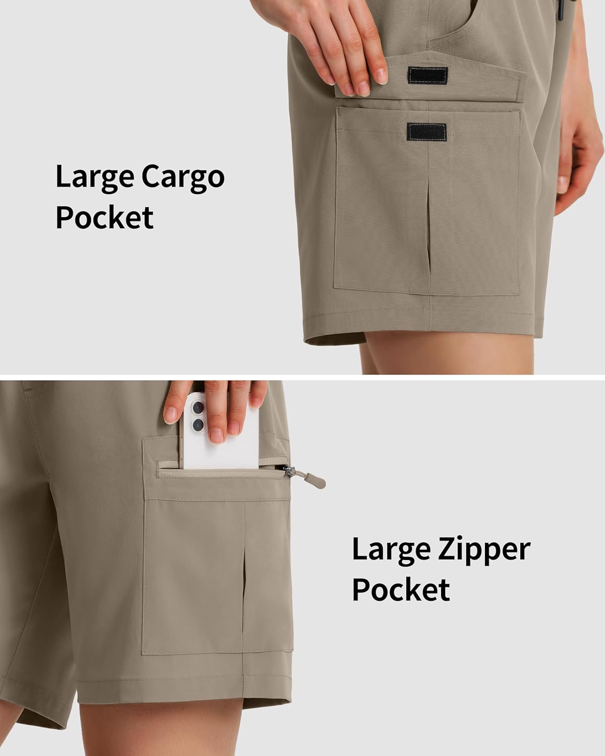 Ksmien Women's 7" Hiking Cargo Shorts Lightweight Quick Dry Ladies Summer Shorts with Zipper Pockets for Travel Golf - Image 5