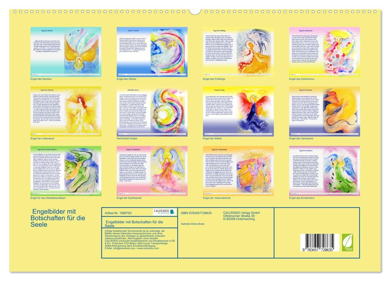 Engelbilder mit Botschaften für die Seele (hochwertiger Premium Wandkalender 2026 DIN A2 quer), Kunstdruck in Hochglanz: Engel mit ihren Botschaften Worte. Labsal für die Seele. (CALVENDO Kunst)