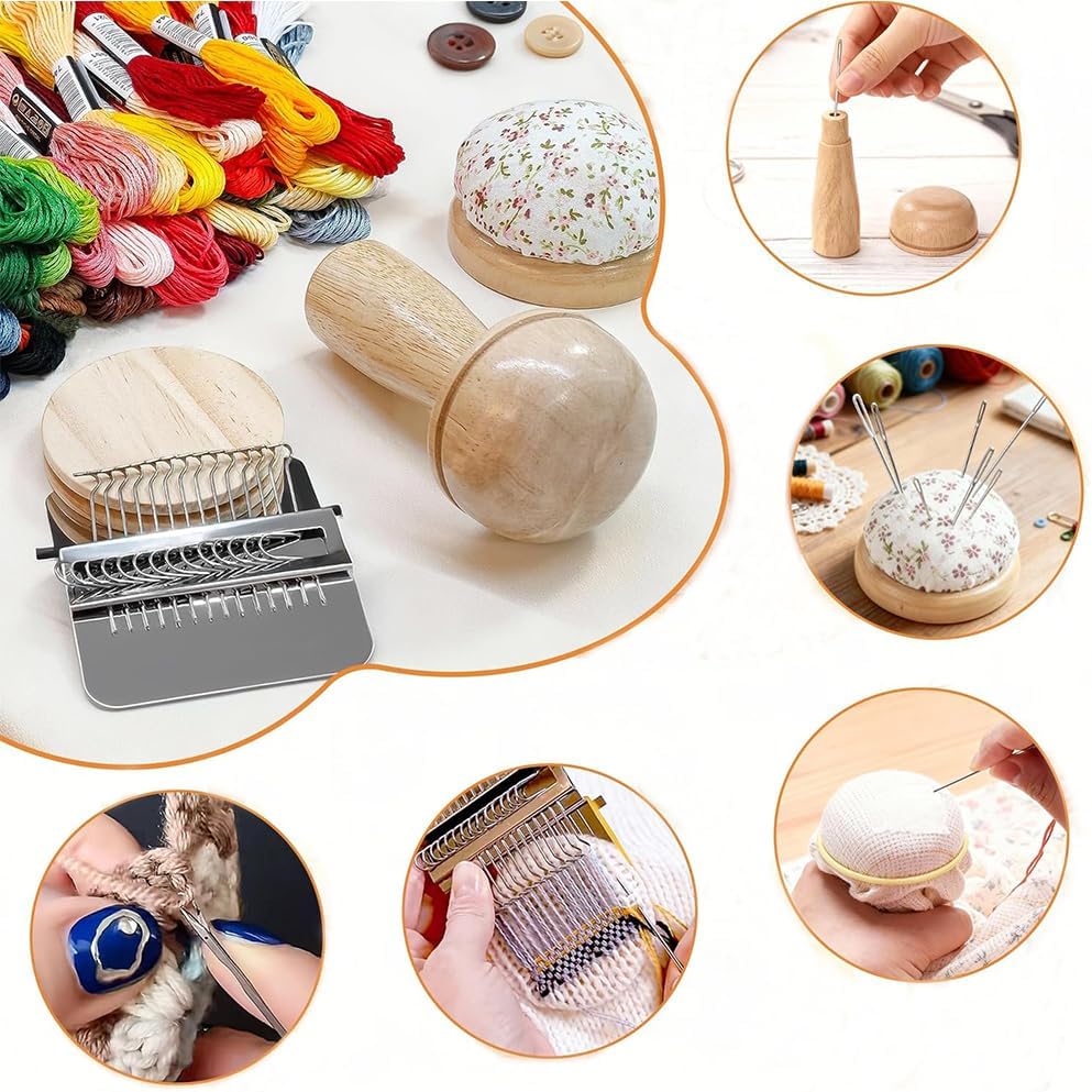 Knit Patch Patchmaker 2.0 Kit, Knit Patch Mending Kit, Mini Loomsfor Mending, Knitsfor Beginners, Handmade DIY Knitting Repair Tool, Quick Sewing Repair, Sewing Craft Supplies. (14Hooks-Egg)