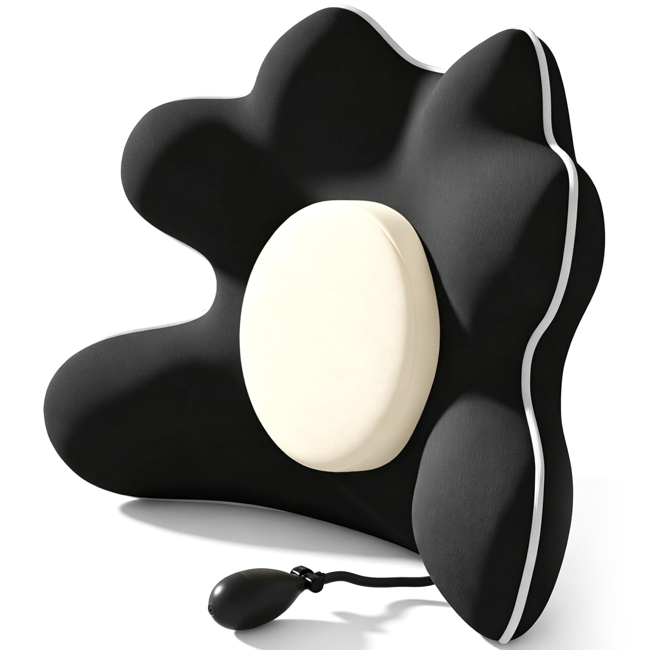 Neptuiby Chair Back Support, Soft Comfortable Lumbar Support Pillow with Adjustable Airbags, Ergonomic Back Pillow for Chair Office Car (black).