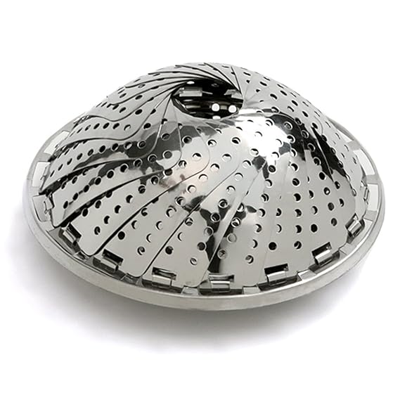 Mk Stainless Steel Vegetable Steamer, Pasta Steamer, Folding Collapsible Basket - Silver