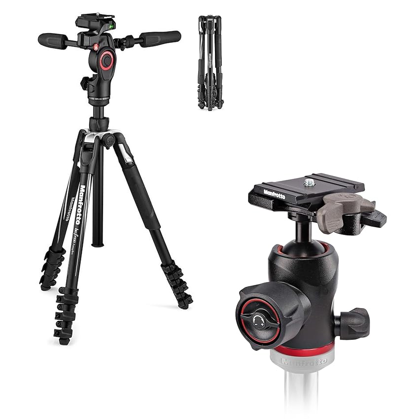 Immagine del prodotto Manfrotto Befree 3-Way Live Advanced Kit Video da Viaggio, Alluminio con Testa Fluida per Camcorder e Camere Compatte Foto e Testa a Sfera 494, Accessori Fotografici per Content Creator