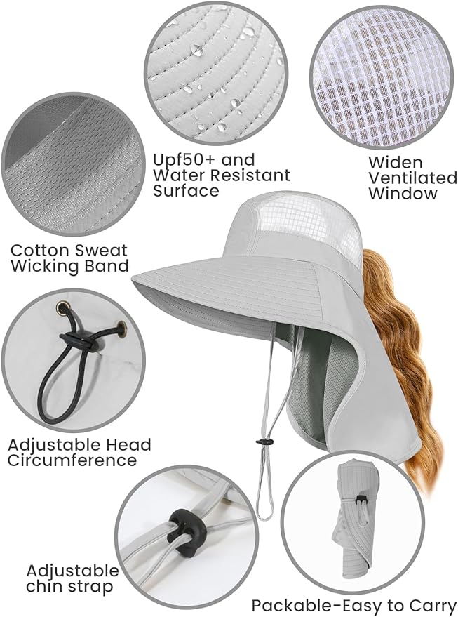 Sombreros de sol para mujer con protección UV y ala ancha miniatura 5