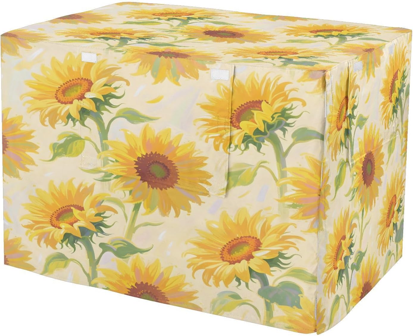 Bright Colors Sunflower Dog Crate Cover 600D Oxford Pet Kennel Cover with Mesh Window for Dog Cages, Windproof Waterproof Machine Washable, 42"x28"x30"
