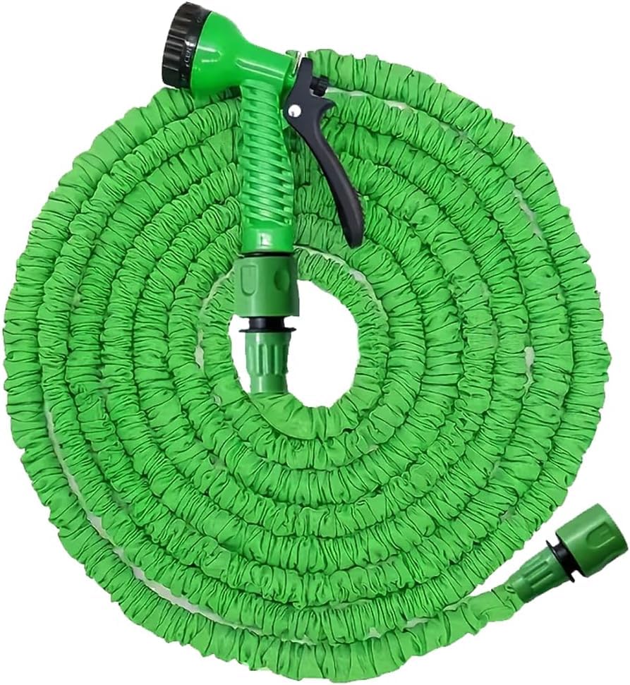 Hose Expandable Garden Hose - 50FT Heavy Duty Water Hose, Retractable Hoses - Expandable Hose Design, Anti-Leakage - Flexible Expanding Hoses with 7 Function Spray Nozzle (Green 50FT)