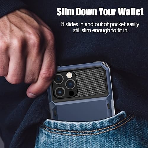 Miniatura 6 de Nvollnoe Funda para iPhone 1212 Pro con tarjetero almacena 5 tarjetas Funda tipo cartera de doble capa resistente a prueba de golpes con ranura