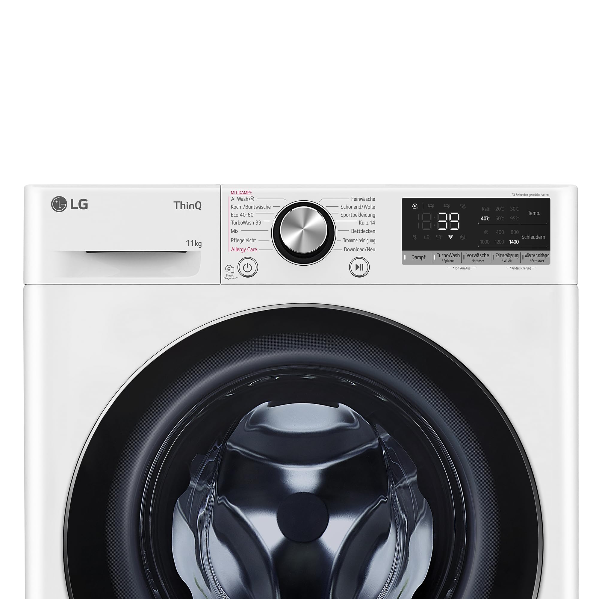LG F4WR7012 Waschmaschine, 11 kg, 1400 U/Min., A -10%, AI DD, TurboWash 360°, Steam, AquaLock, Inverter Direct Drive, ThinQ (WLAN), Weiß [Energieklasse A]