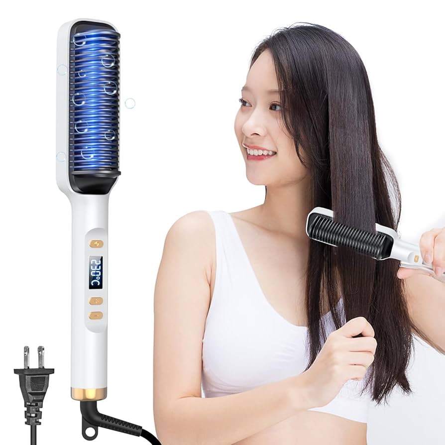 ヒートブラシ　ブラシ型ヘアアイロン Amazon | 【39秒立ち上がり＆多機能ブラシ】ストレートブラシ