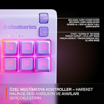 SteelSeries Apex 3 TKL RGB Water and Dust Resistant Turkish Gaming Keyboard – Lilac