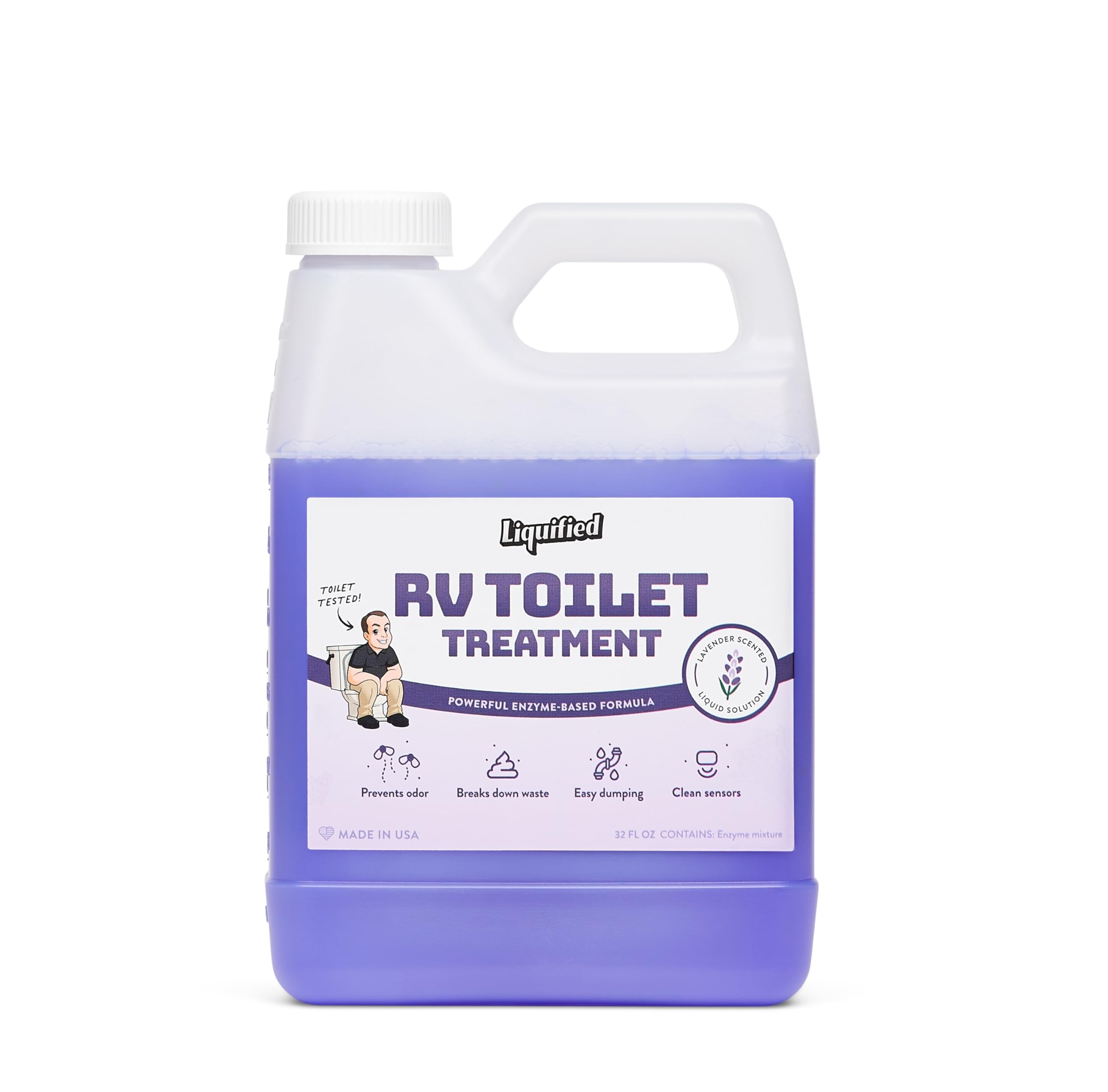 Liquified RV Toilet Treatment - Black Holding Tank Digester - Odor Eliminator - Lavender Scent - Matts RV Reviews (Lavender F-Style, 32oz)