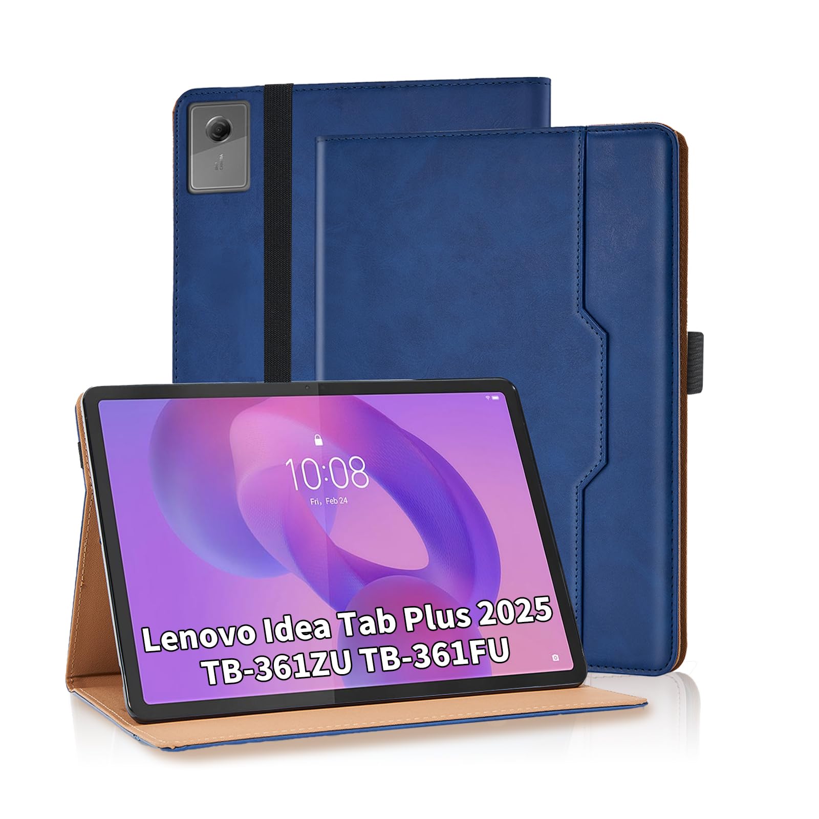 Étui pour Lenovo Idea Tab Plus 2025 en cuir PU bleu multi-angles - 7