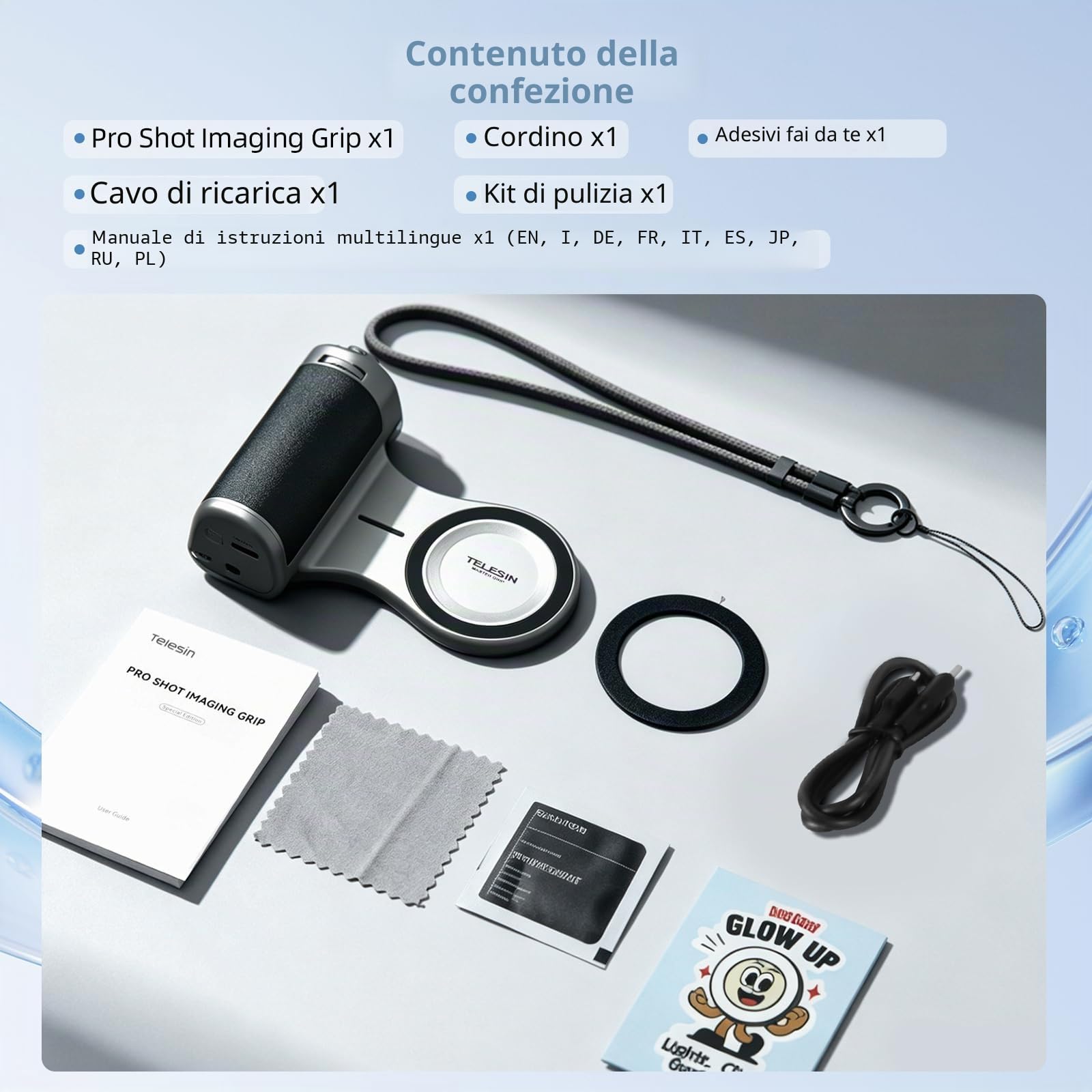 Impugnatura Master Grip per iPhone e Android, impugnatura magnetica per foto con batteria da 3200 mAh, ricarica wireless, kit professionale per scatti con smartphone per iPhone 17-12 e Android