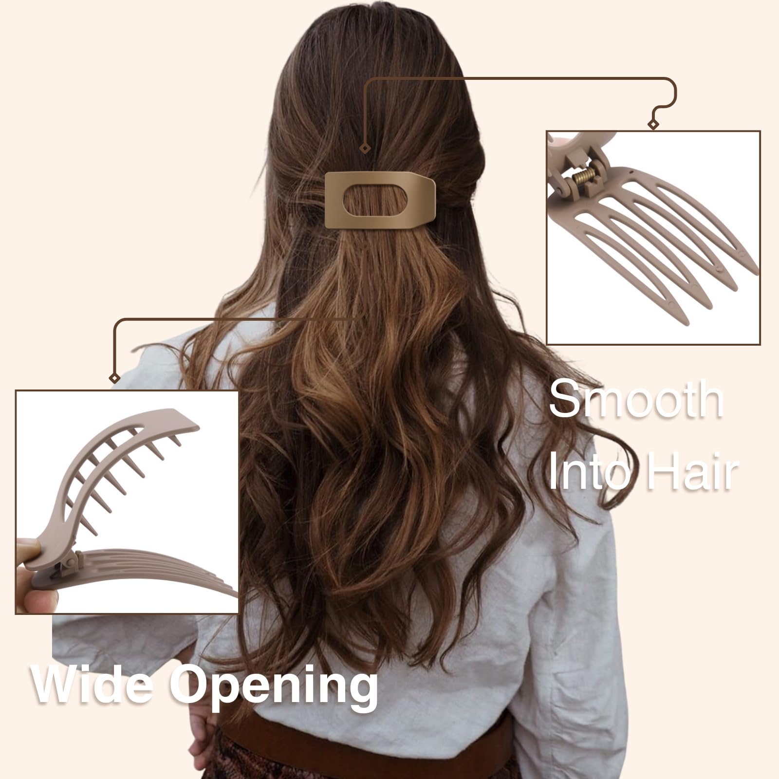 Flat Hair Clips for Women - No-Slip Claw Clips -4
