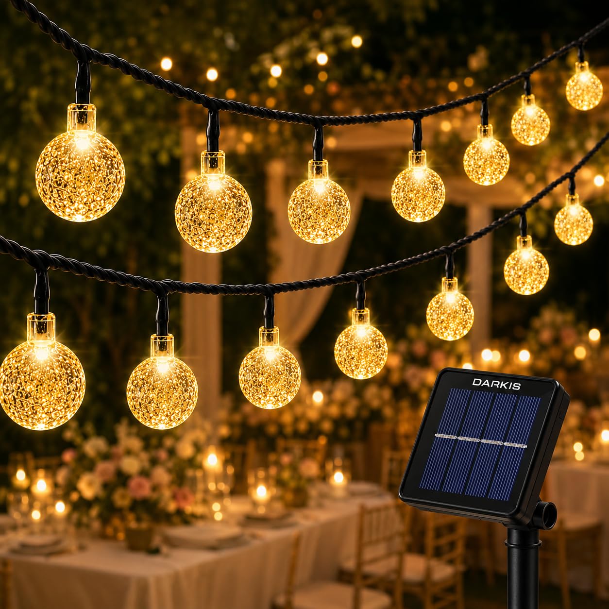 DARKIS 45 Bulbs LED Fairy String Solar Light | 10 Meter Waterproof Silicone LED String with 8 Modes | Indoor Outdoor Solar Powered Decoration for Garden Yard Balcony (Yelllow)-image-34