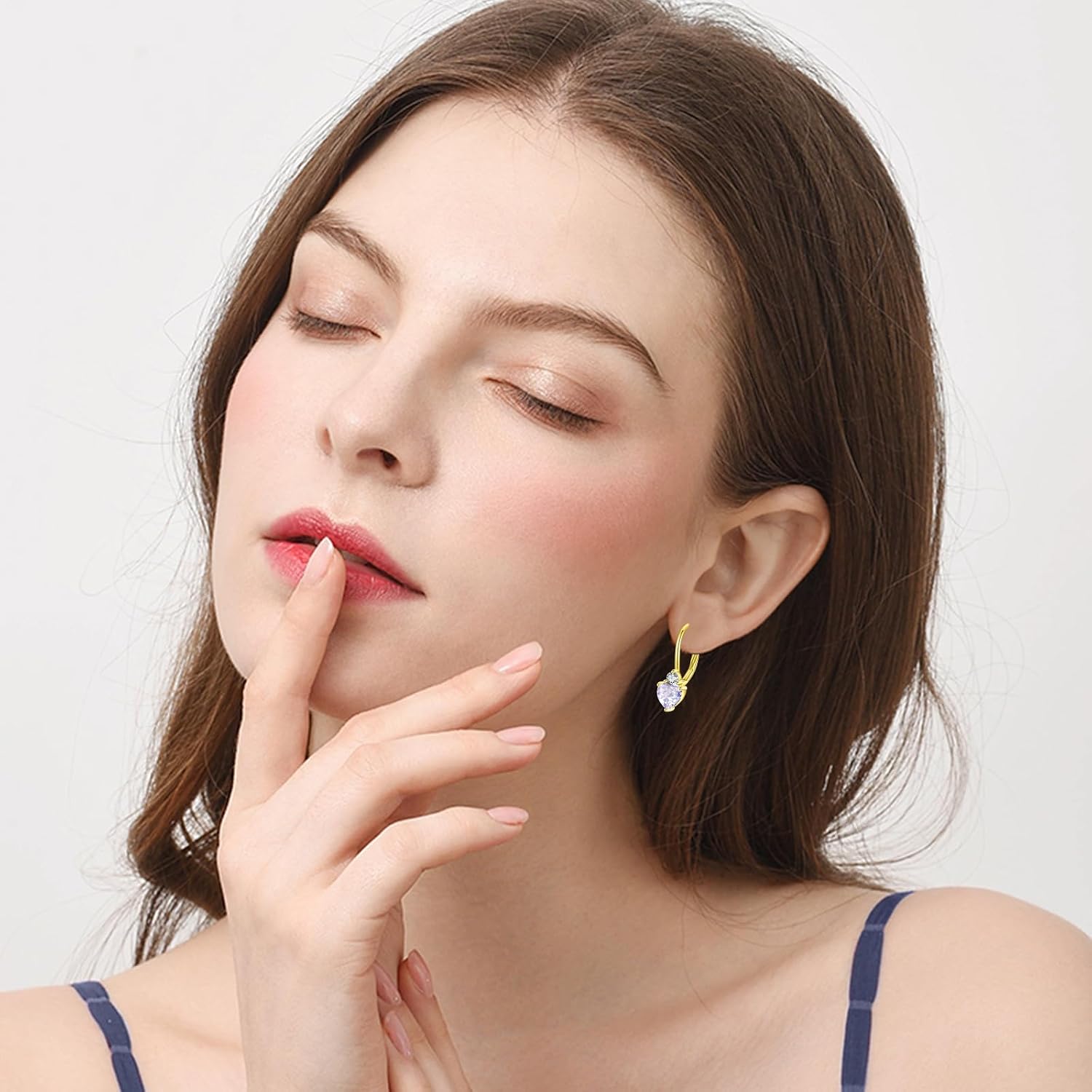 Birthstone Earrings Dangle Sterling Silver Leverback Dangle Drop Earrings Birthstone Jewelry Gifts for Women Birthday Christmas Mother's Day